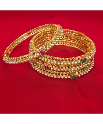 Gold   beaded jewellery bangles 2
