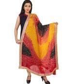 red Silk Bandhej Dupatta With Gotta Patti Border