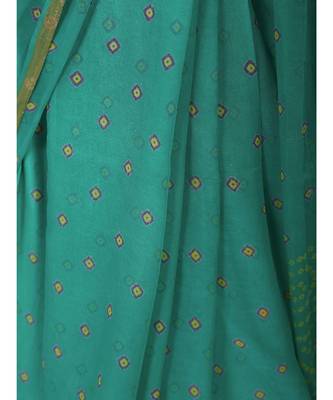 Turquoise Blue plain chiffon saree with blouse 5