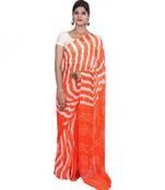 Orange Colour plain chiffon saree with blouse
