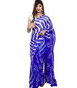 Royal Blue plain chiffon saree with blouse