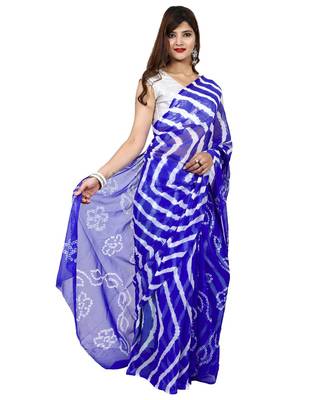 Royal Blue plain chiffon saree with blouse 3