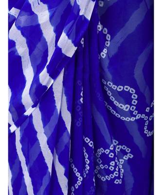 Royal Blue plain chiffon saree with blouse 5