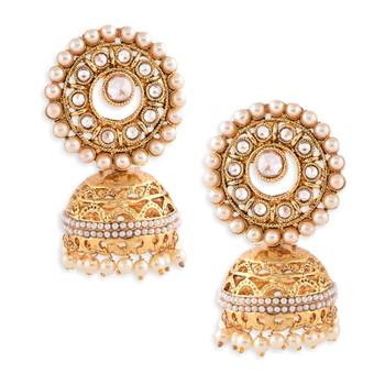 Gold Plated Polki Designer Jhumkas 4