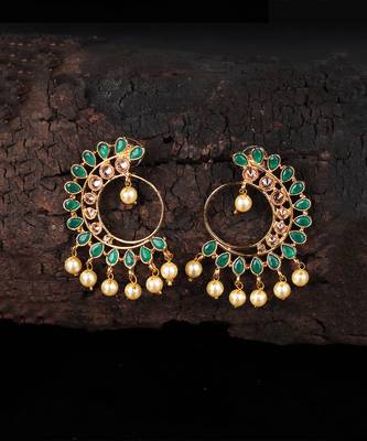 Green Stone Studded Earrings 1