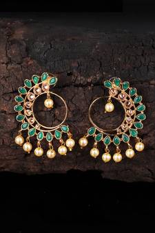 Green Stone Studded Earrings