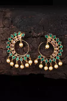 Green Stone Studded Earrings