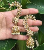 Gold Stone Studded Ear Cuff Jhumkas