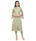 Light-green embroidered cotton party-wear-kurtis