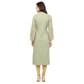 Light-green embroidered cotton party-wear-kurtis 3