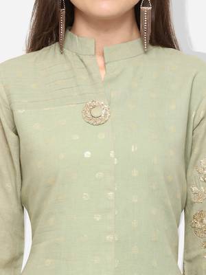 Light-green embroidered cotton party-wear-kurtis 4