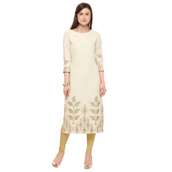 Beige embroidered cotton party-wear-kurtis 1