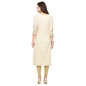 Beige embroidered cotton party-wear-kurtis 3