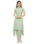 Light-green embroidered viscose party-wear-kurtis