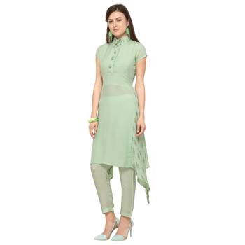 Light-green embroidered viscose party-wear-kurtis 2