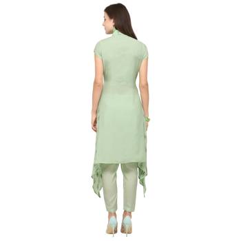 Light-green embroidered viscose party-wear-kurtis 3