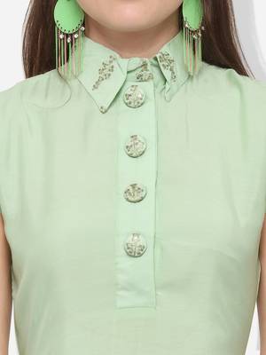 Light-green embroidered viscose party-wear-kurtis 4