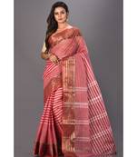 red plain Cotton saree