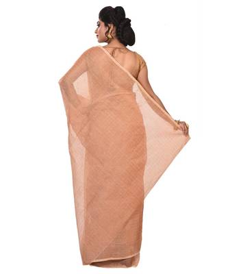 beige plain Cotton saree 3