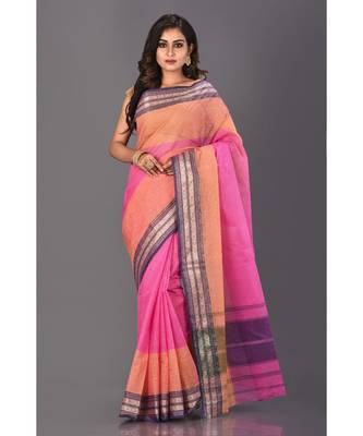 multicolor plain Cotton saree 1