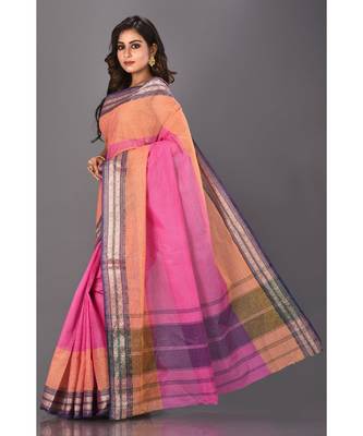 multicolor plain Cotton saree 2