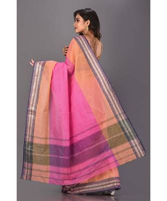 multicolor plain Cotton saree 3