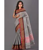 grey plain Cotton saree