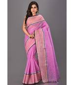 pink plain Cotton saree