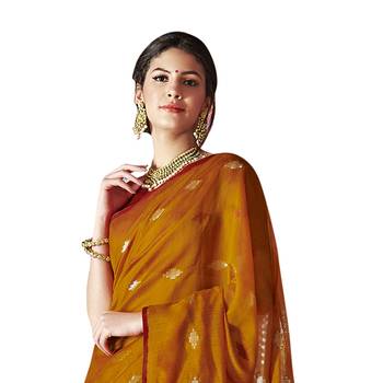 Yellow woven cotton silk saree with blouse 2