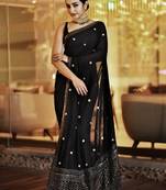 Black embroidered georgette saree with blouse