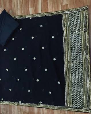 Black embroidered georgette saree with blouse 2