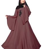 Justkartit Women'S Peach Color Outdoor Wear Plain Nida Umbrella Abaya Burka With Chiffon Hijab 
