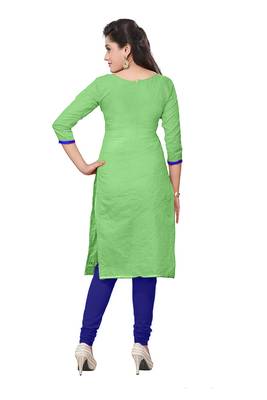 Green Chanderi Cotton Embroidered Unstitched Dress Material 4