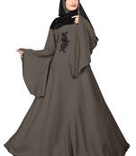 Justkartit Women'S Stone Color Fashionable Plain Nida Umbrella Abaya Burka With Chiffon Hijab