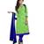Green Chanderi Cotton Embroidered Unstitched Dress Material