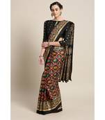 Black printed Silk blend saree with blouse