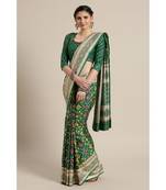 Green printed Silk blend saree with blouse