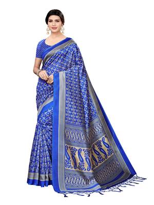 Multicolor Printed Poly Silk Saree With Blouse 1
