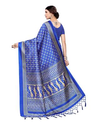 Multicolor Printed Poly Silk Saree With Blouse 4