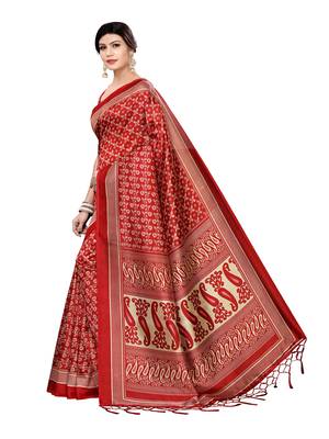 Multicolor Printed Poly Silk Saree With Blouse 2