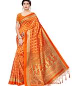 Multicolor Printed Poly Silk Saree With Blouse