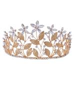 Gold Alloy Rhodium Plated American Diamond Floral Tiara