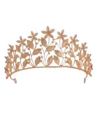 Gold Alloy Rhodium Plated American Diamond Floral Tiara 2
