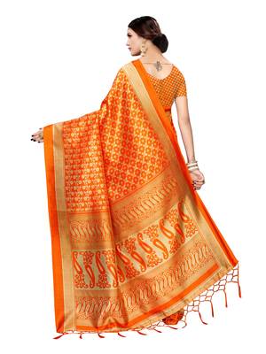Multicolor Printed Poly Silk Saree With Blouse 4