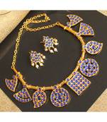 Beautiful Blue Designer Temple Saradu Attigai Necklace Set