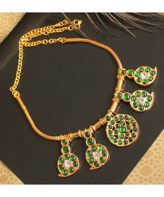Beautiful Green Mango Designer Temple Necklace 1