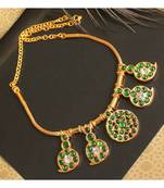 Beautiful Green Mango Designer Temple Necklace