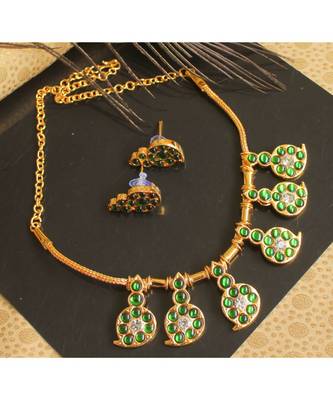 Beautiful Green White Mango Designer Necklace Set 1