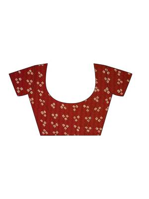 Maroon printed chiffon saree with blouse 4