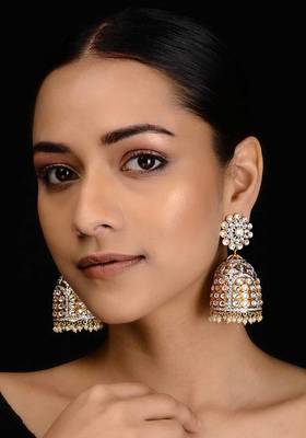 Dual Tone Victorian Polki Jhumkis
 1